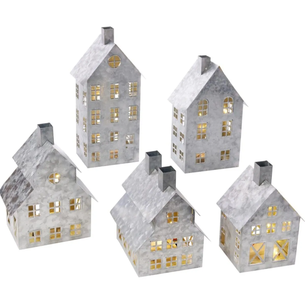 Emryn House Indoor Decor | As Is 5Pc Farmhouse Village Set With String Lights