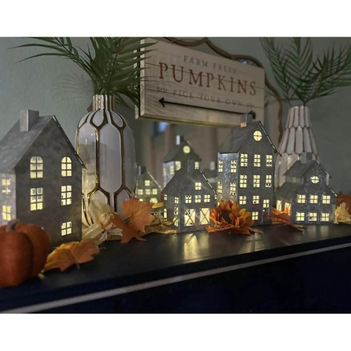 Emryn House Indoor Decor | As Is 5Pc Farmhouse Village Set With String Lights