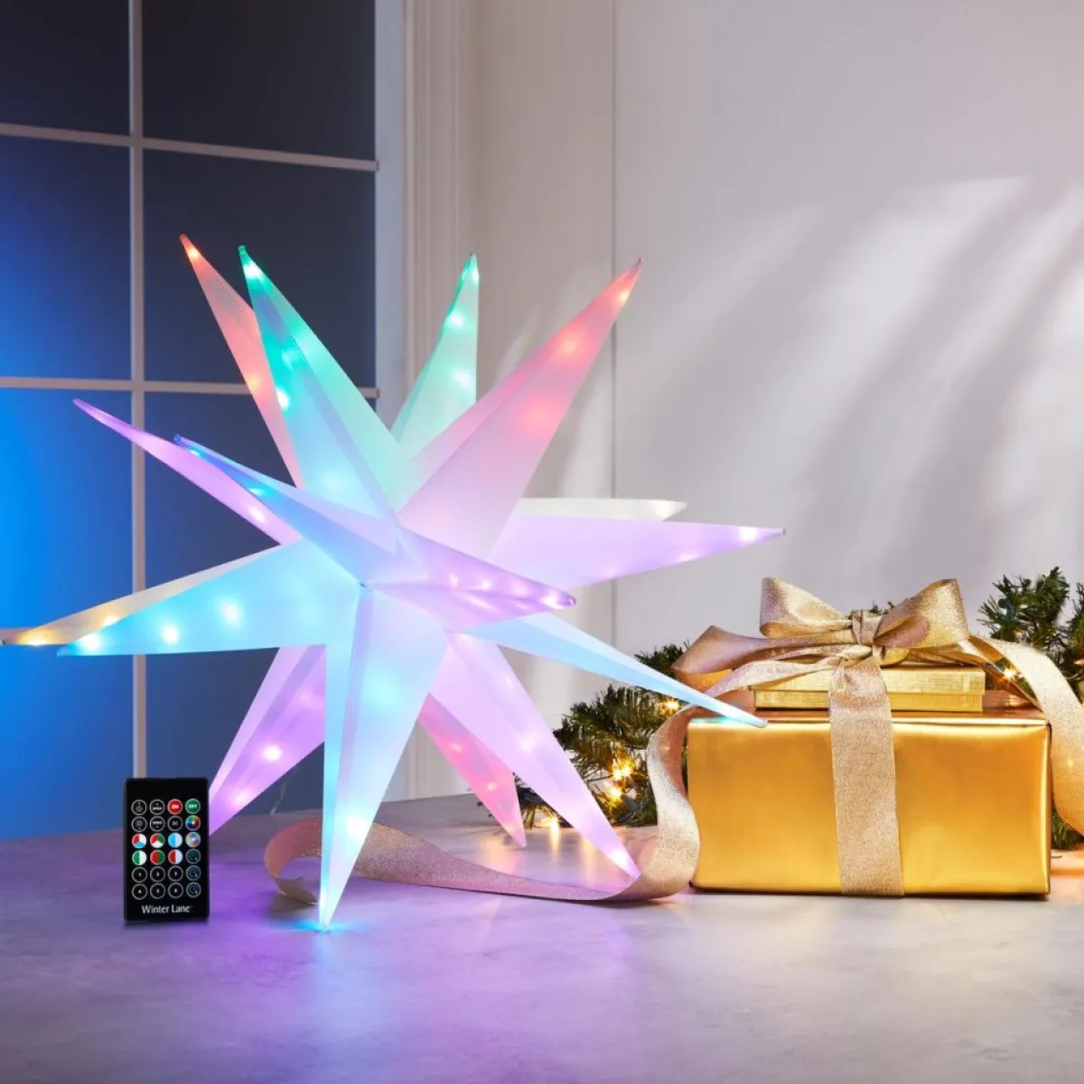 as_is_winter_lane_multifunction__twinkler_with_remote_6.webp Winter Lane Indoor Decor | As Is Multifunction 22" Twinkler With Remote