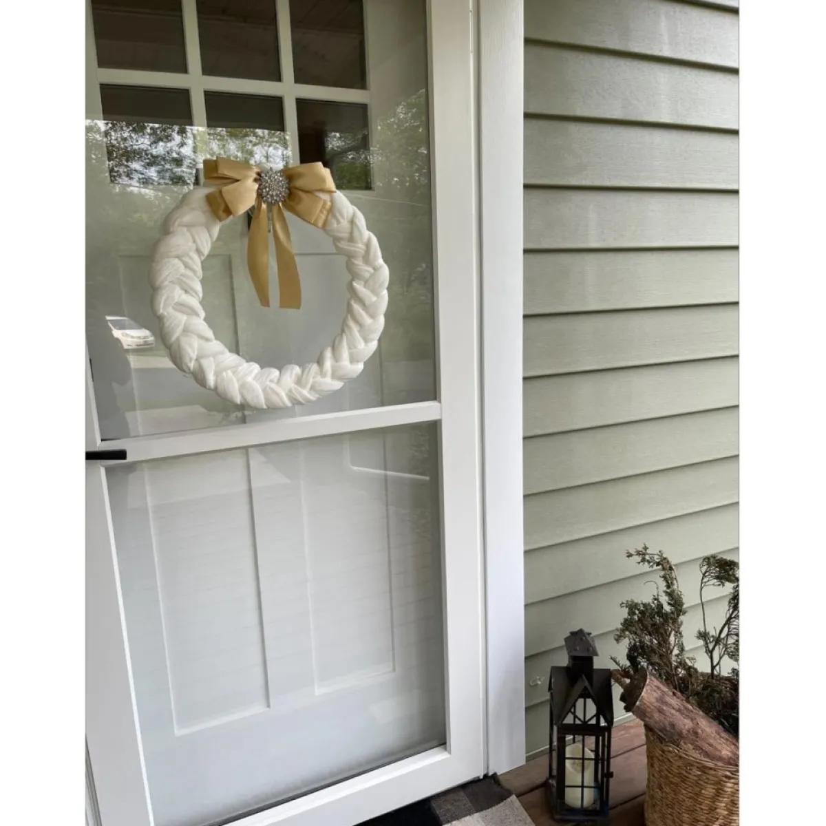 august & leo Wreaths, Garlands & More | 19" Braided Velvet Wreath With Jeweled Satin Bow