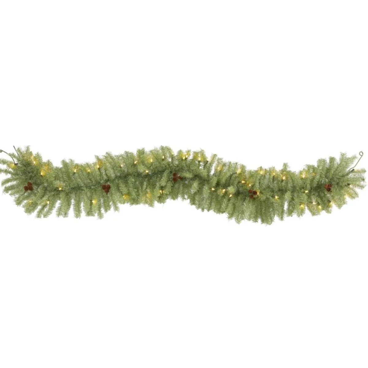 Nearly Natural Indoor Decor | 6' Christmas Pine Artificial Garland With 50 Warm White Led Lights And Pine Cones