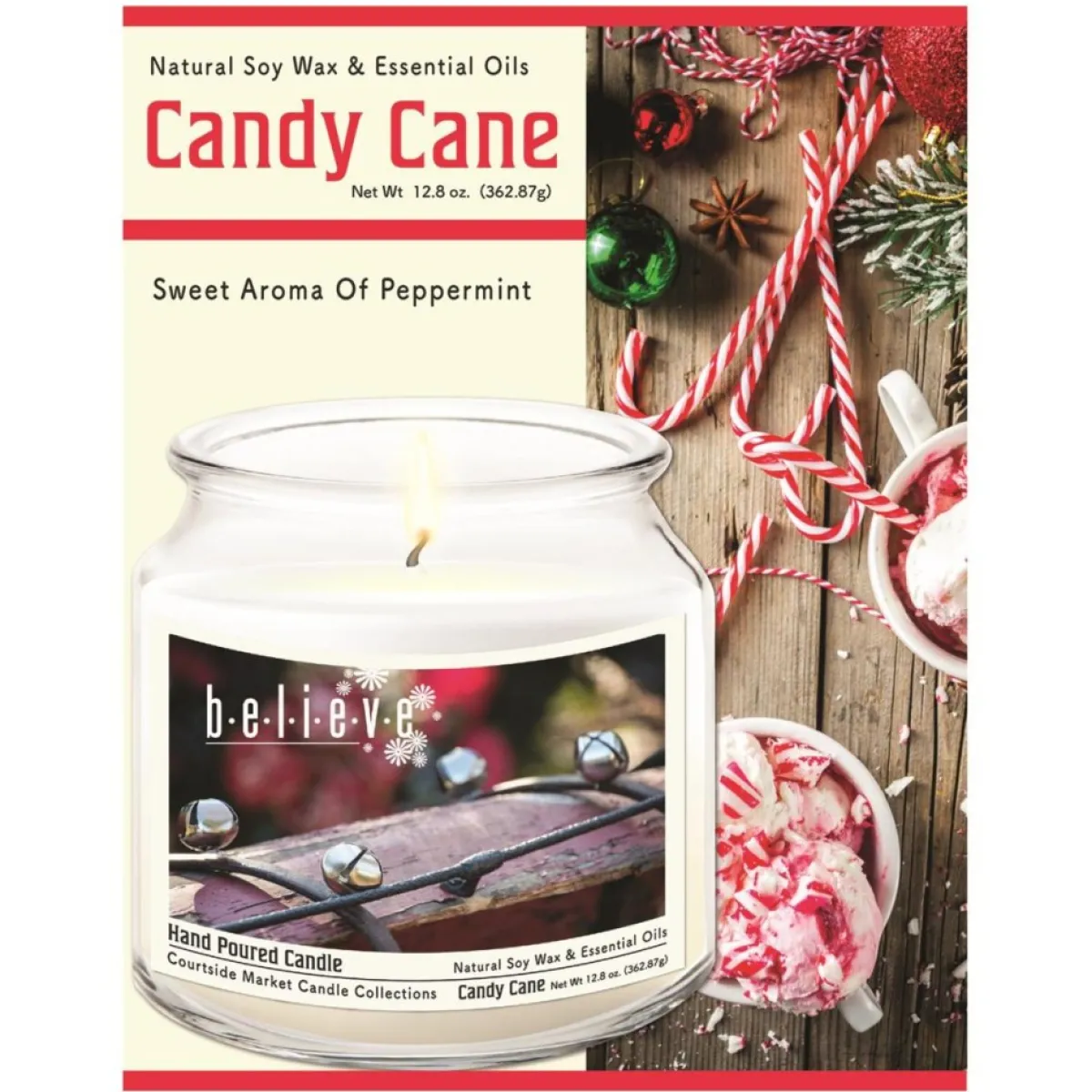 Courtside Market Candles | Courtside Maraket Believe Wax Candle In Glass Jar With Silver Lid