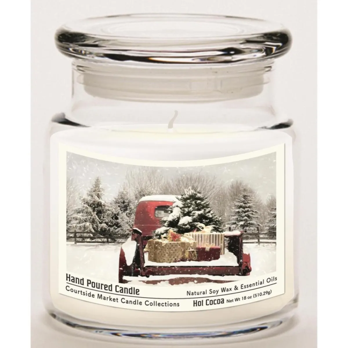 Courtside Market Candles | Candle W/ Essential Oils + Lid - Red Christmas Truck