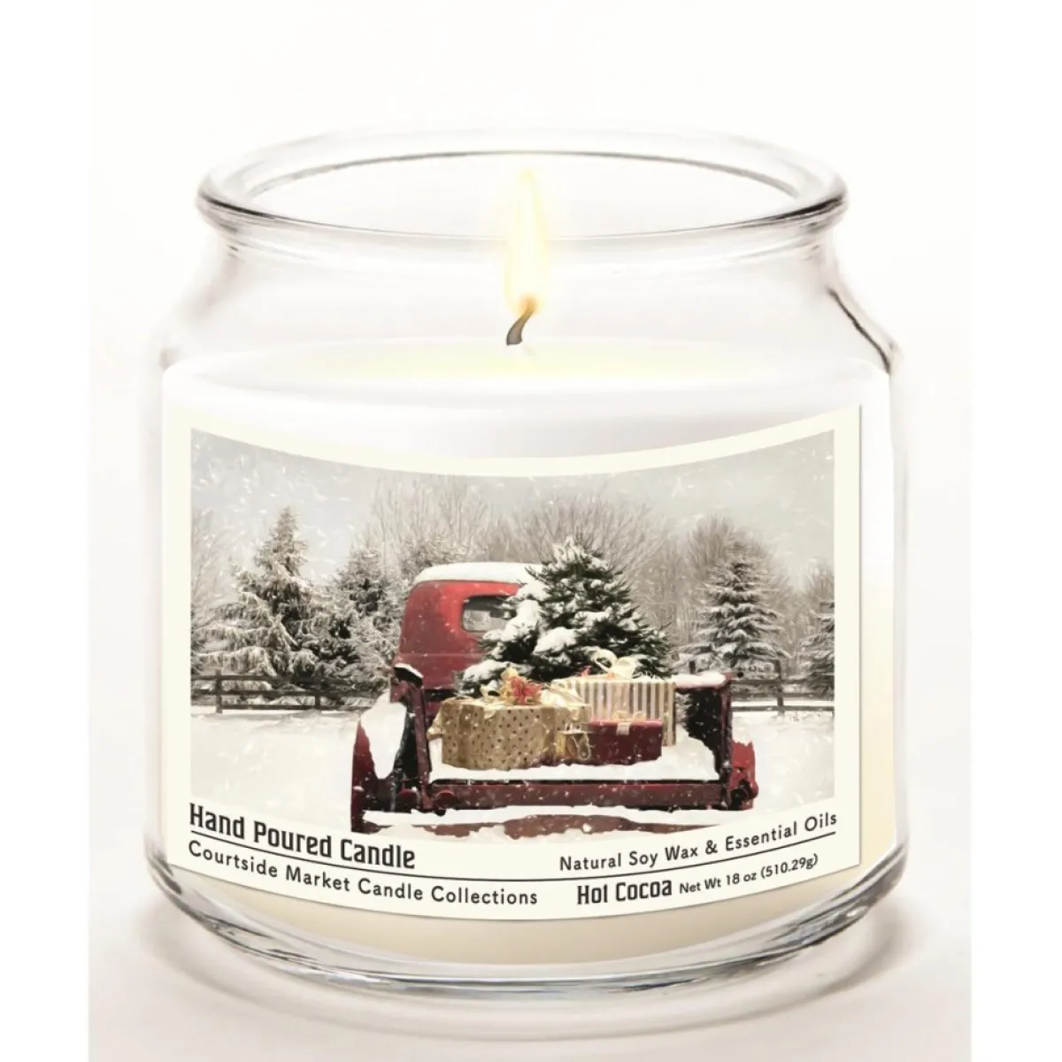 Courtside Market Candles | Candle W/ Essential Oils + Lid - Red Christmas Truck