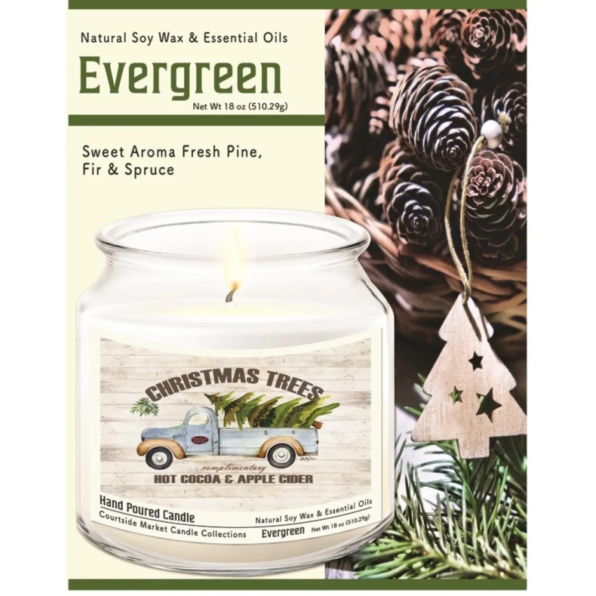 Courtside Market Candles | Candle W/Essential Oils + Lid-Christmas Trees All Day