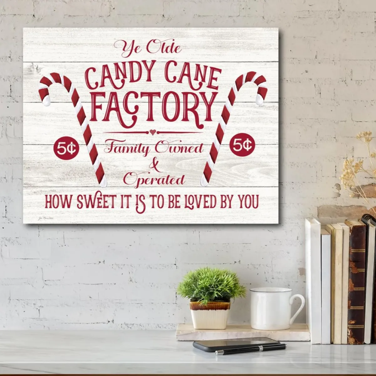 Courtside Market Indoor Decor | Candy Cane Factory 10.5" X 14" Wood Art