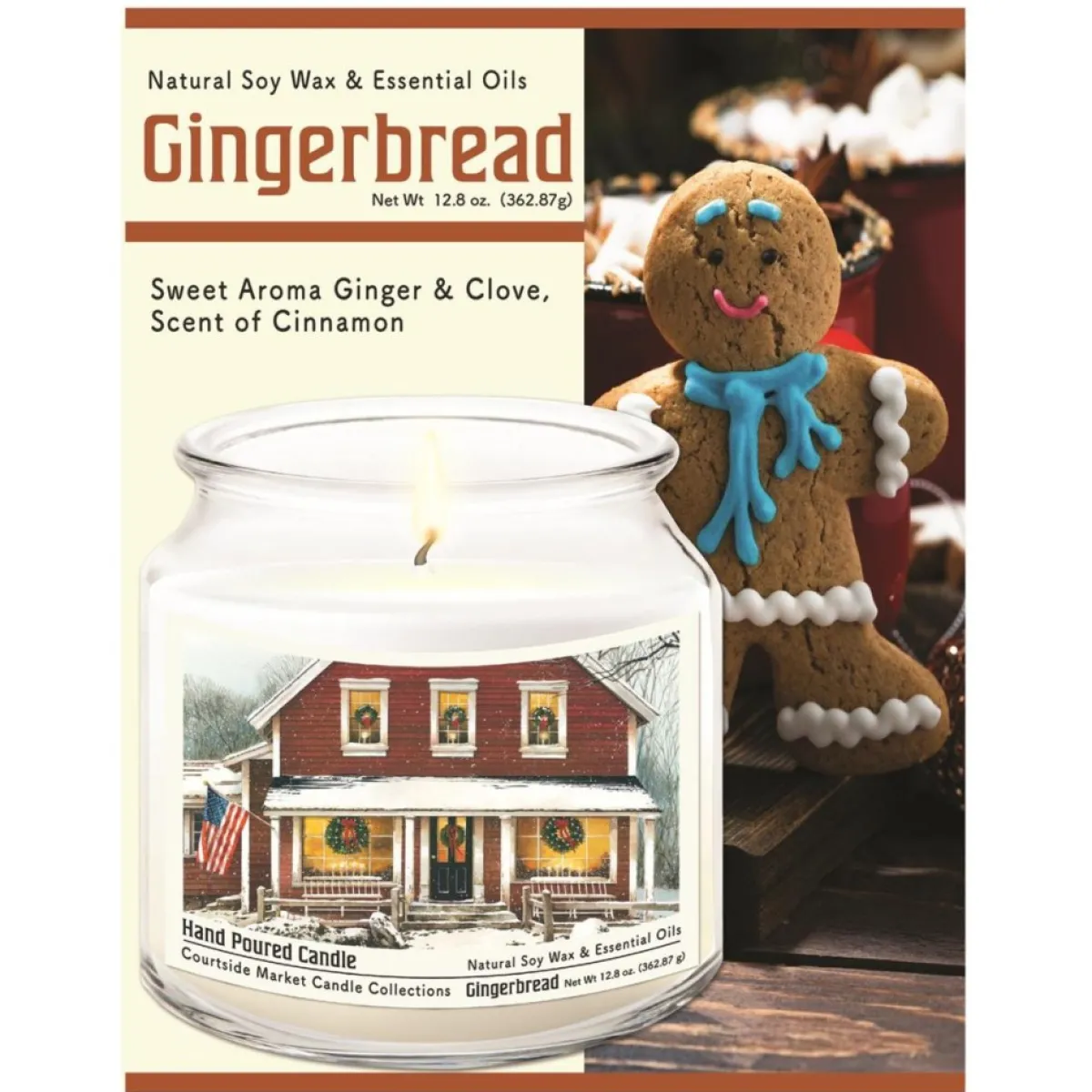 Courtside Market Candles | Christmas Farmhouse Infused Soy Candle In Glass Jar