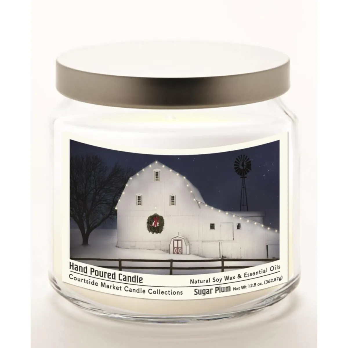 Courtside Market Candles | Christmas Night Candle Glass Jar With Silver Lid