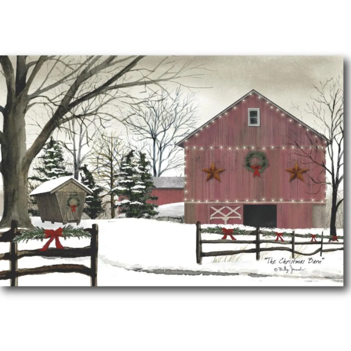 Courtside Market Indoor Decor | Christmas Red Barn Canvas Wall Art