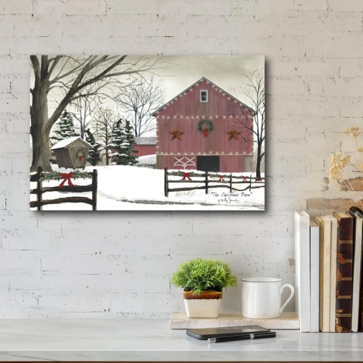 Courtside Market Indoor Decor | Christmas Red Barn Canvas Wall Art