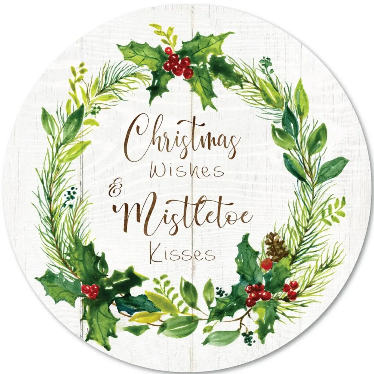 Courtside Market Indoor Decor | Christmas Wishes Wreath 12X12 Circular Wood Decor