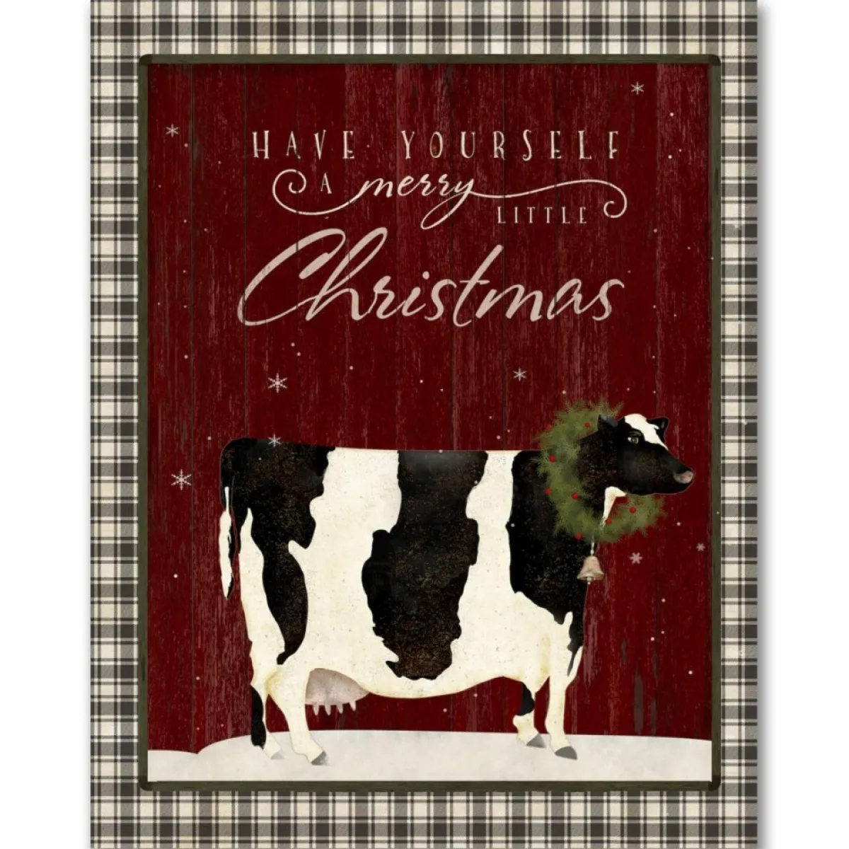 Courtside Market Indoor Decor | Cow Christmas Farm Canvas Wall Art