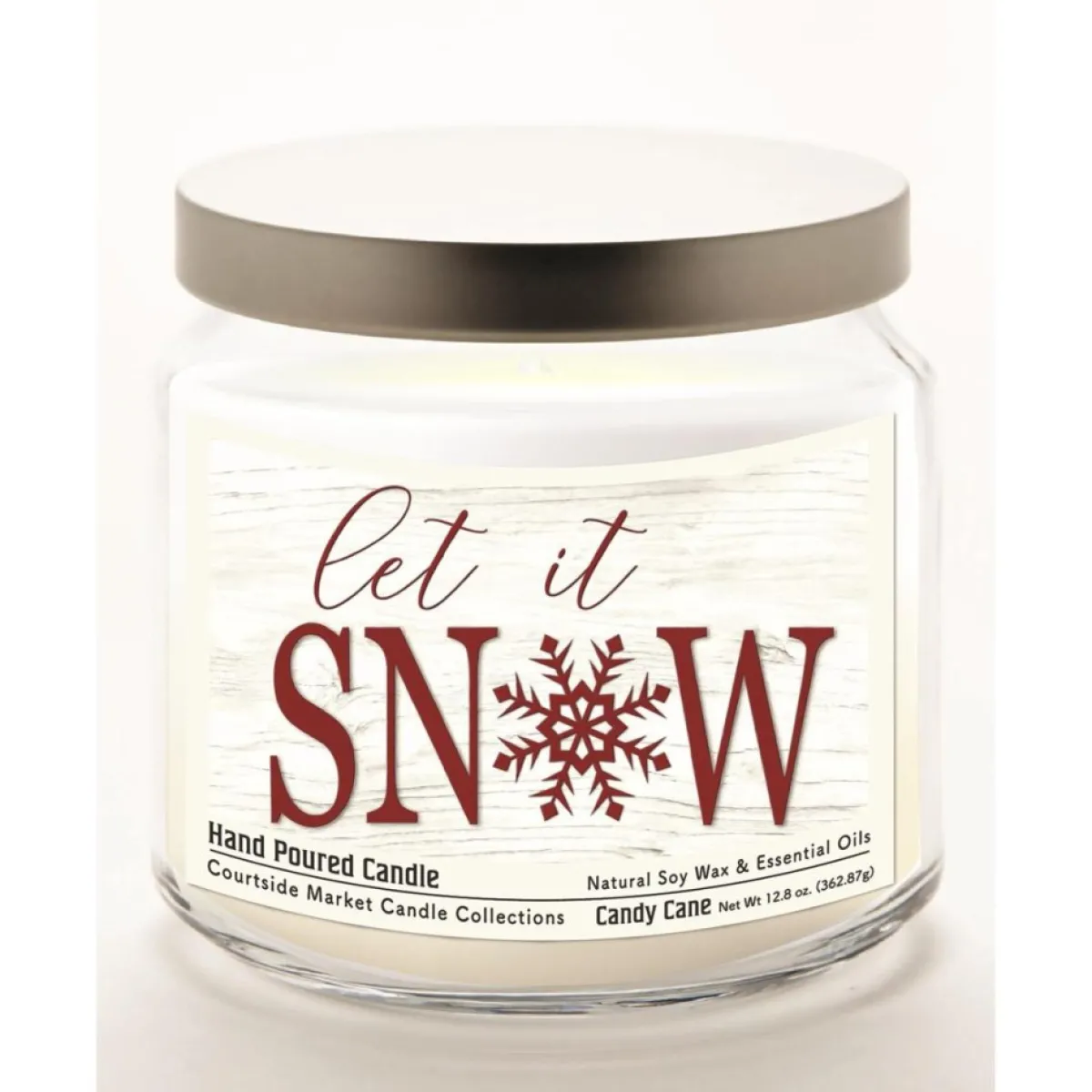 Courtside Market Candles | Let It Snow Candle Glass Jar With Brushed Silver Lid