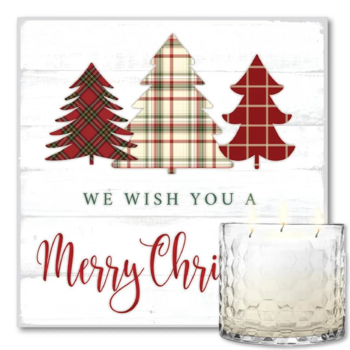 Courtside Market Candles | Merry Christmas Artboard & 13.5 Oz. 3-Wick Candle
