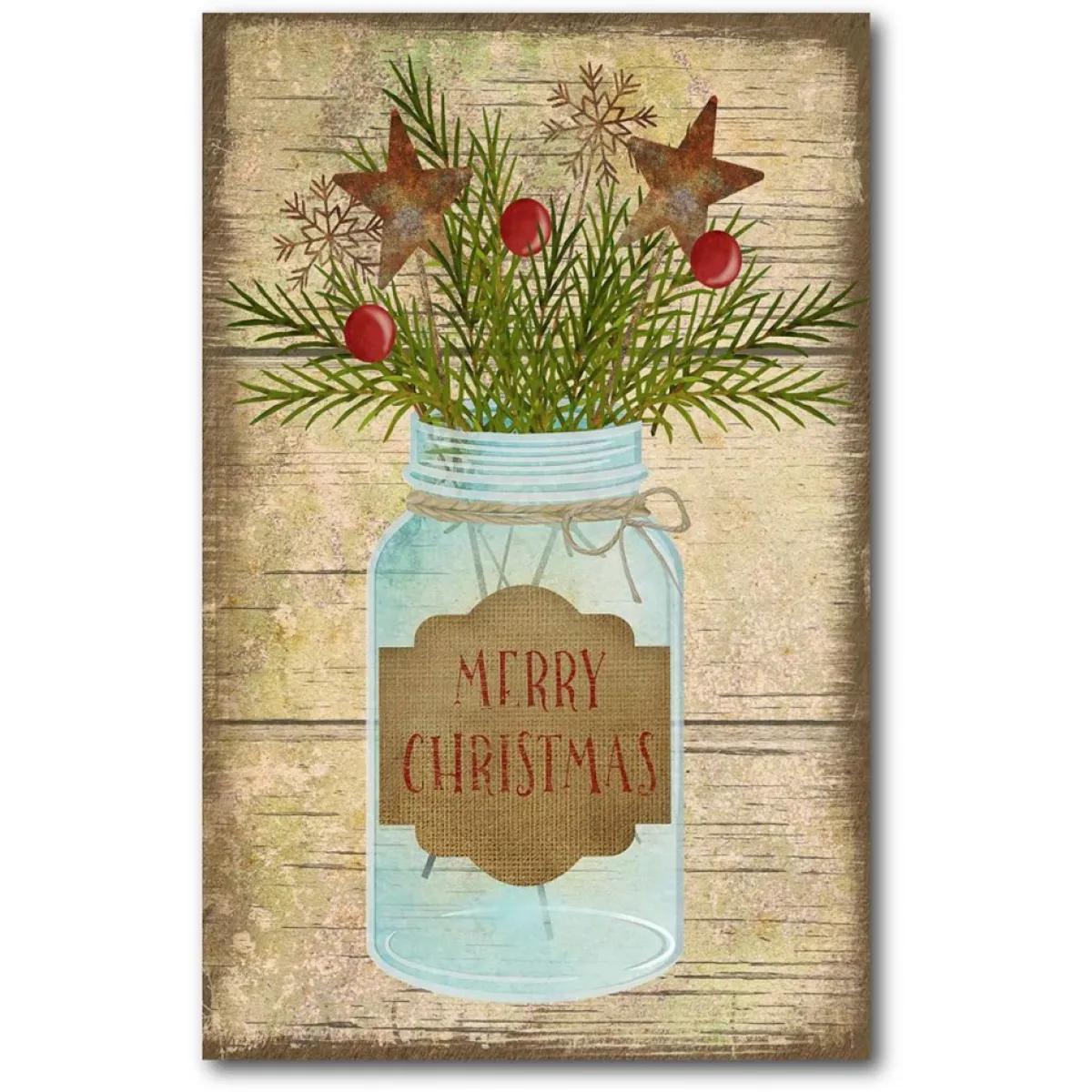Courtside Market Indoor Decor | Merry Christmas Jar 12" X 18" Wood Art