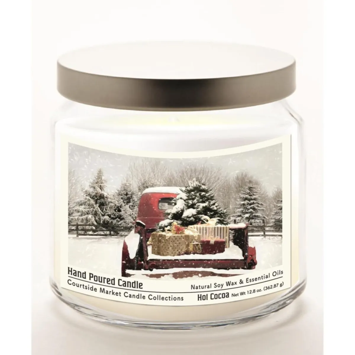 Courtside Market Candles | Red Christmas Truck Soy Wax Candle With Silver Lid