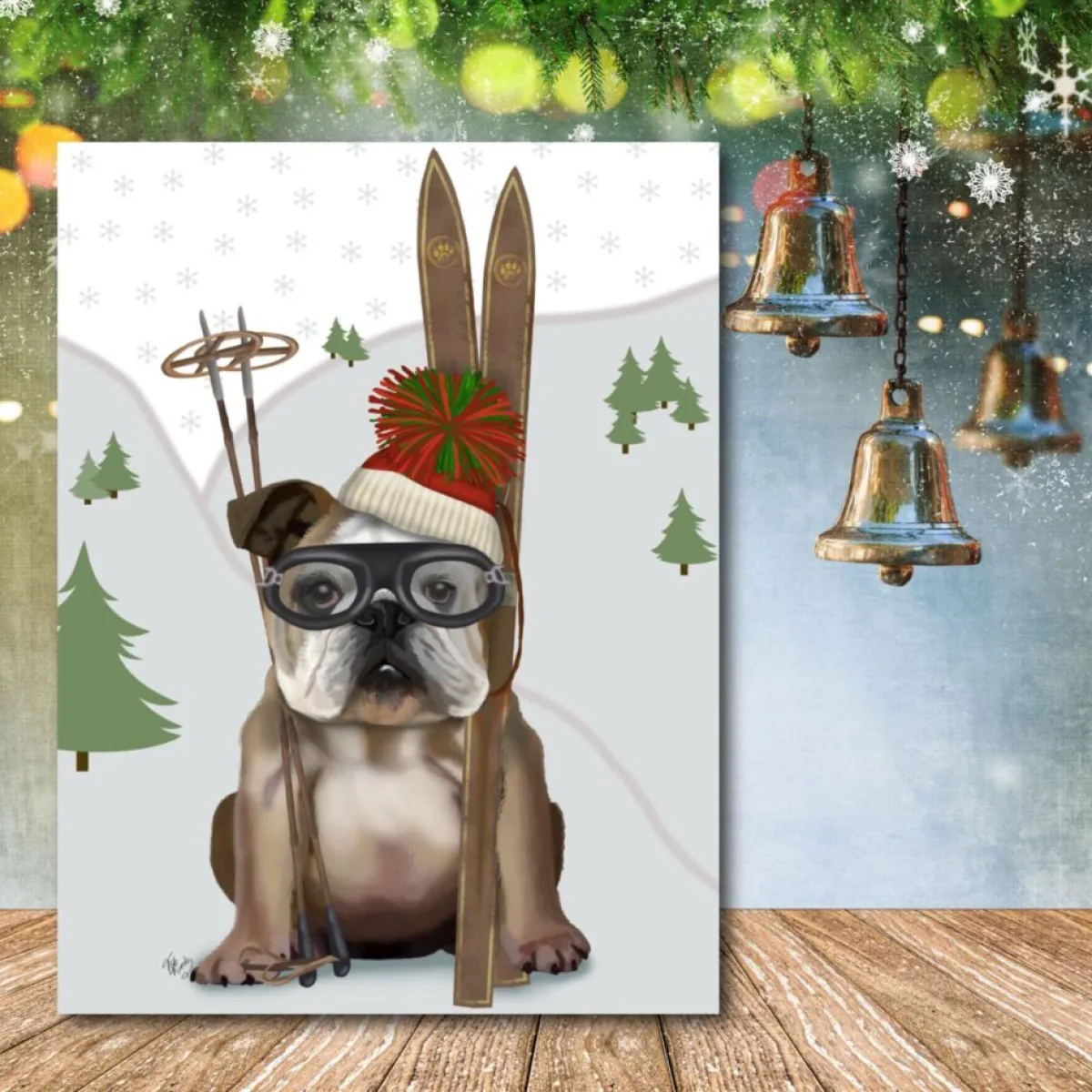 Courtside Market Indoor Decor | Skiing Bulldog Canvas Wall Art