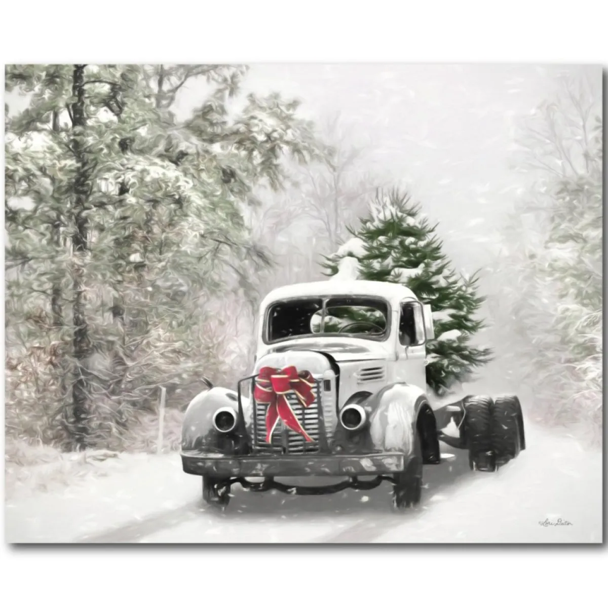 Courtside Market Indoor Decor | Snowy Christmas Truck Canvas Wall Art