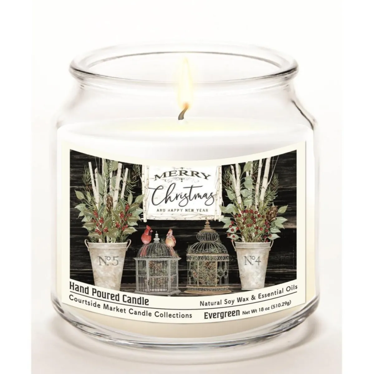 Courtside Market Candles | Soy Candle W/ Essential Oils + Lid - Merry Cardinals