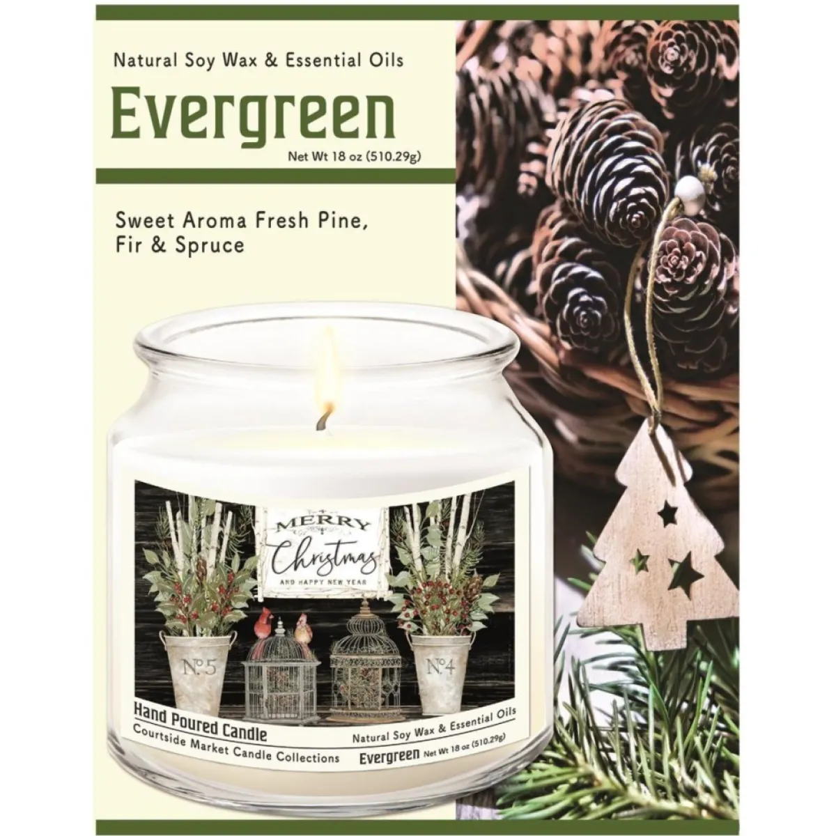 Courtside Market Candles | Soy Candle W/ Essential Oils + Lid - Merry Cardinals