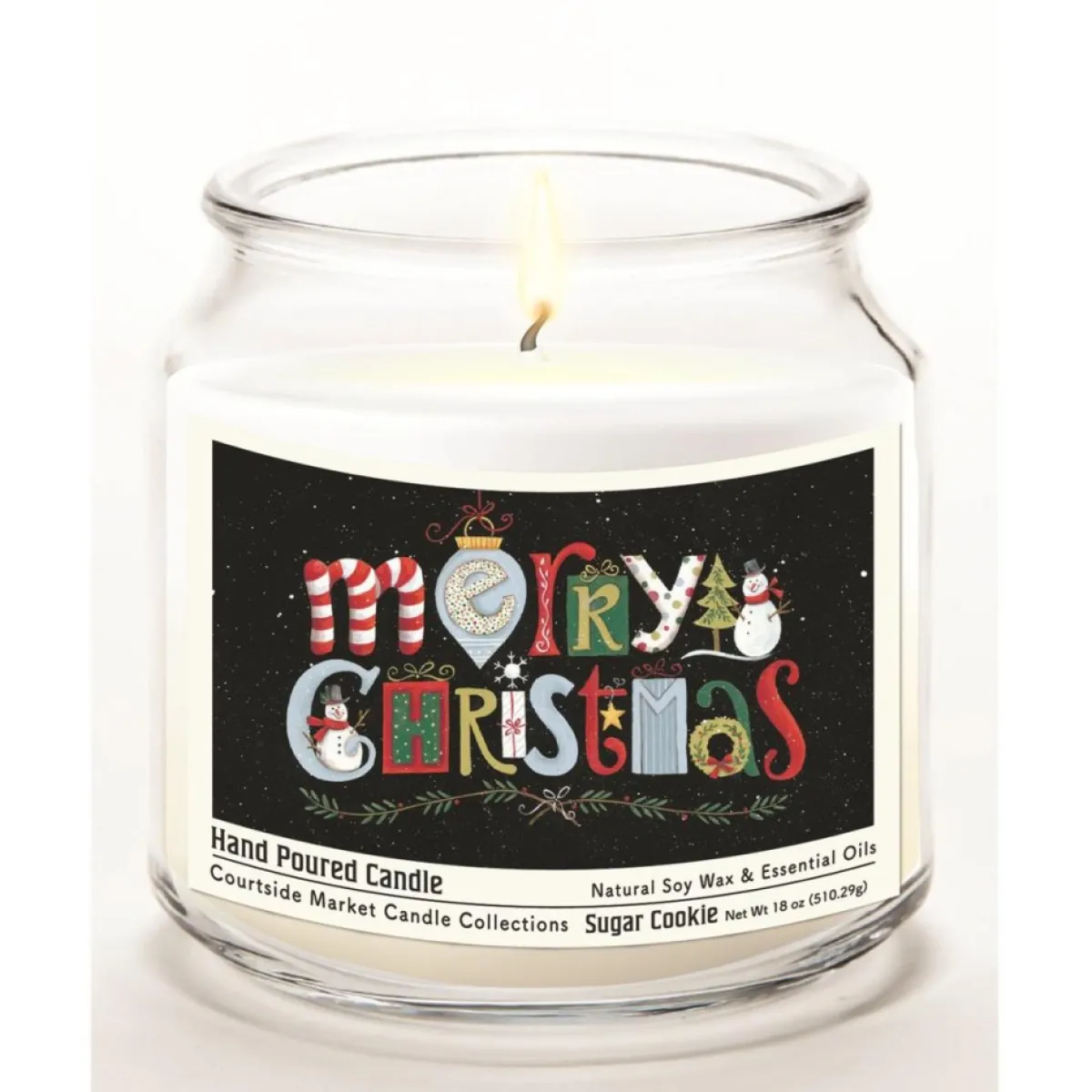 Courtside Market Candles | Soy Candle W/ Essential Oils + Lid-Merry Christmas