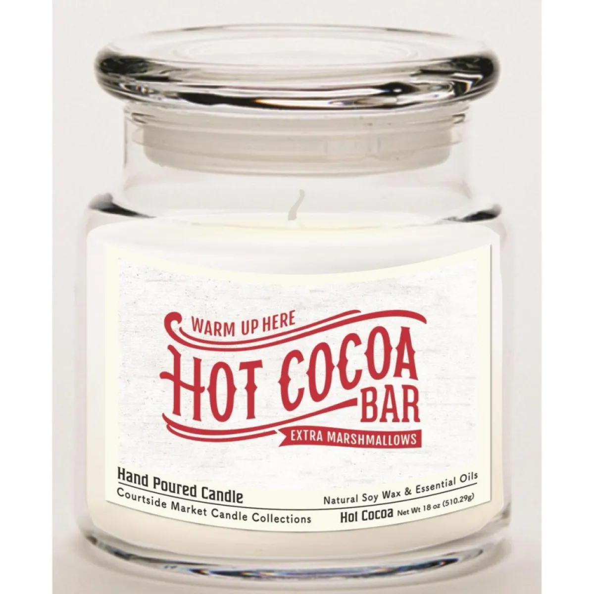 Courtside Market Candles | Soy Candle With Essential Oils + Lid - Hot Cocoa Bar