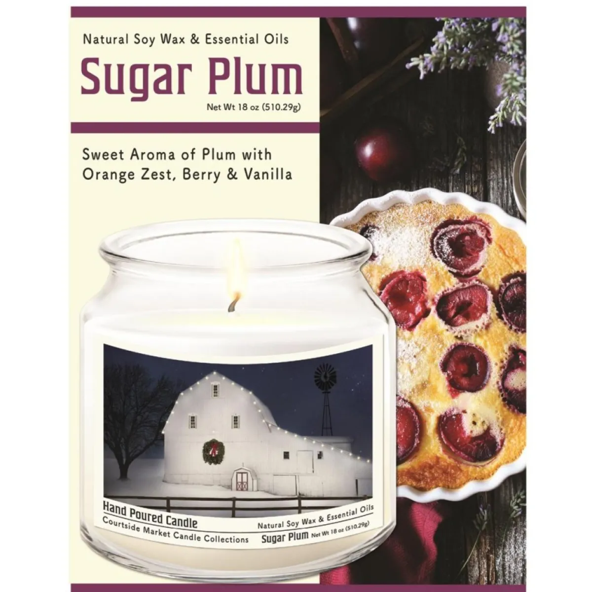 Courtside Market Candles | Soy Candle With Essential Oils + Lid- Christmas Night