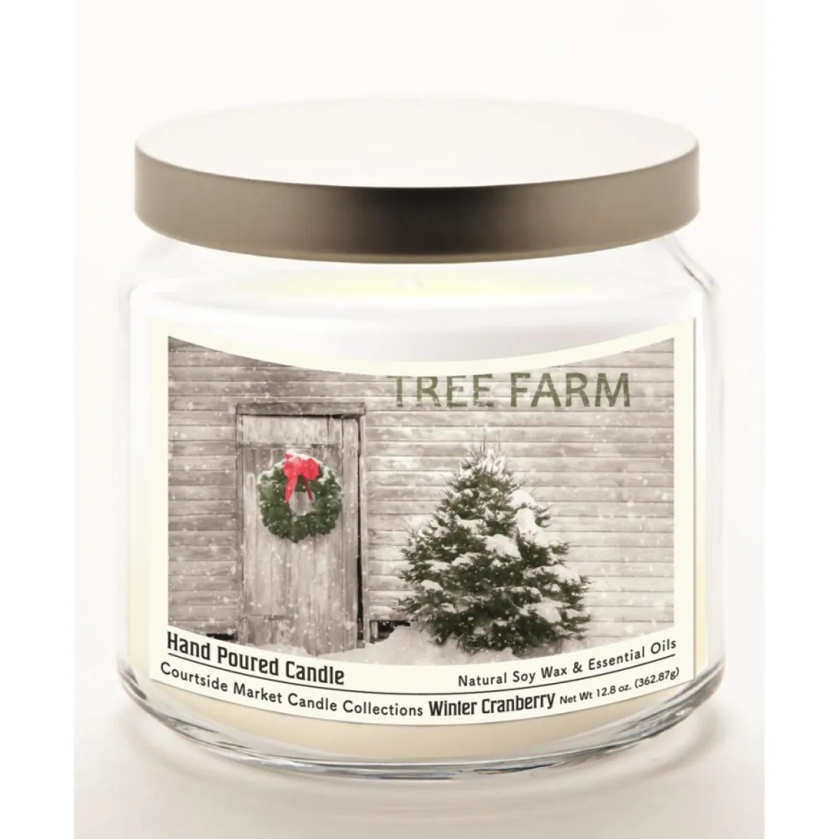 Courtside Market Candles | Tree Farm Infused Candle In Glass Jar W/ Silver Lid