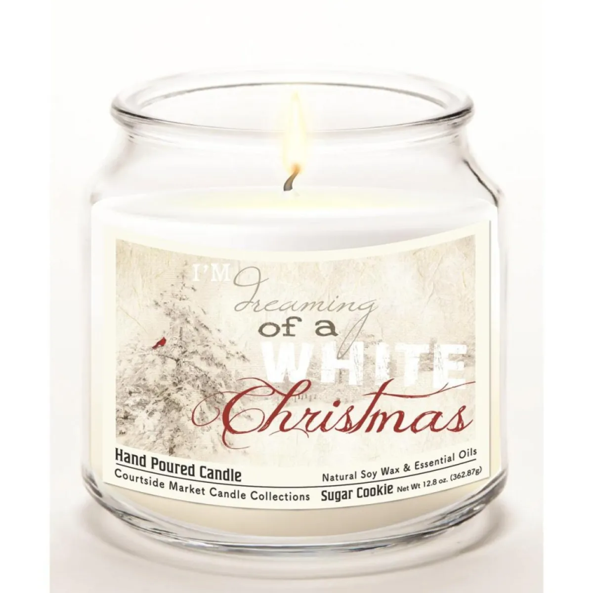 Courtside Market Candles | White Christmas Infused Wax Candle With Silver Lid