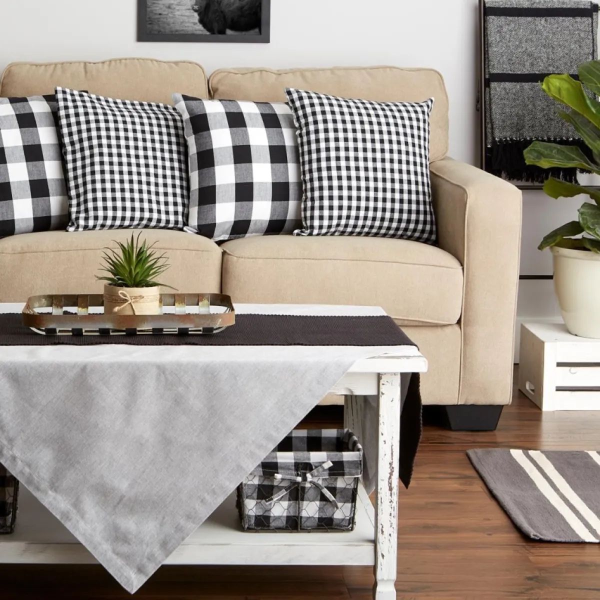 Design Imports Holiday Textiles | Gingham Buffalo Check Pillow Covers Set Of 4