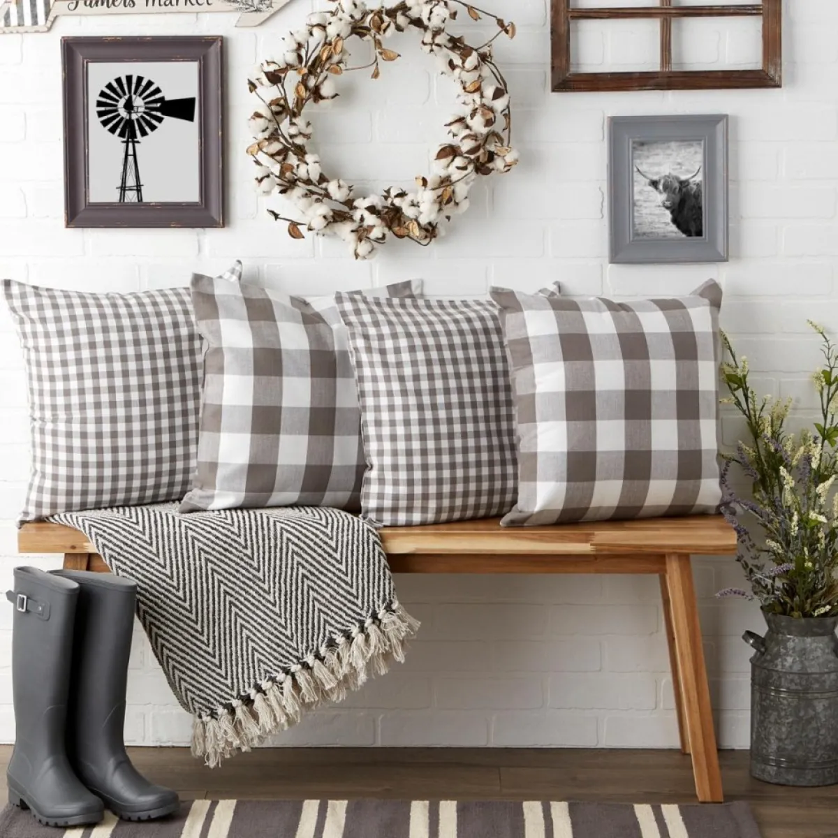 design_imports_gingham_buffalo_check_pillow_covers_set_of__6.webp Design Imports Holiday Textiles | Gingham Buffalo Check Pillow Covers Set Of 4