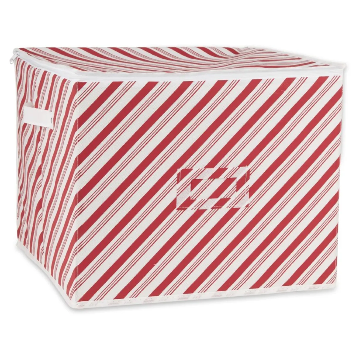 Design Imports Storage | Holiday Candy Stripe Print Ornament Storage Bin, Large