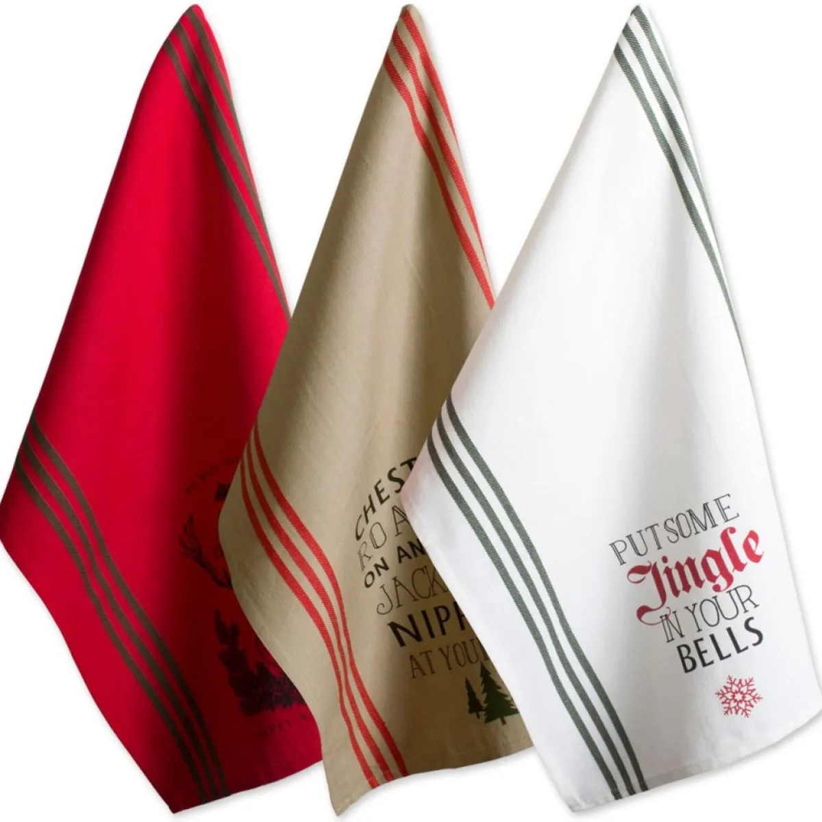 Design Imports Holiday Entertaining | Holiday Stag Christmas Print Kitchen Towel Set Of 3