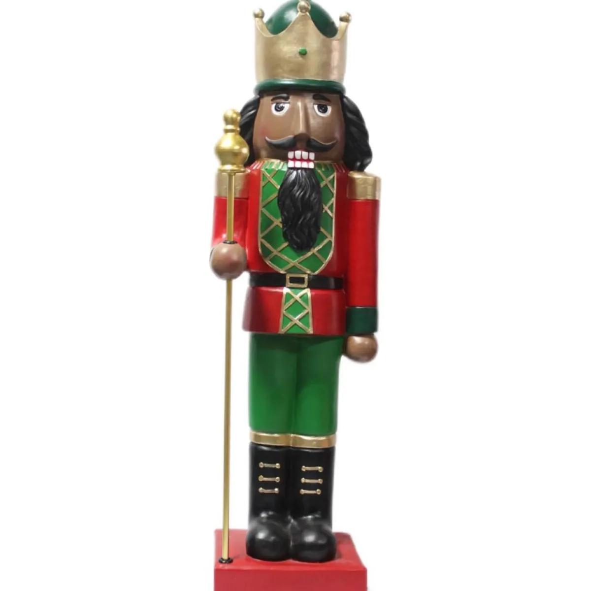 Fraser Hill Farm Indoor Decor | 32" African American Nutcracker Hold Staff Figurine