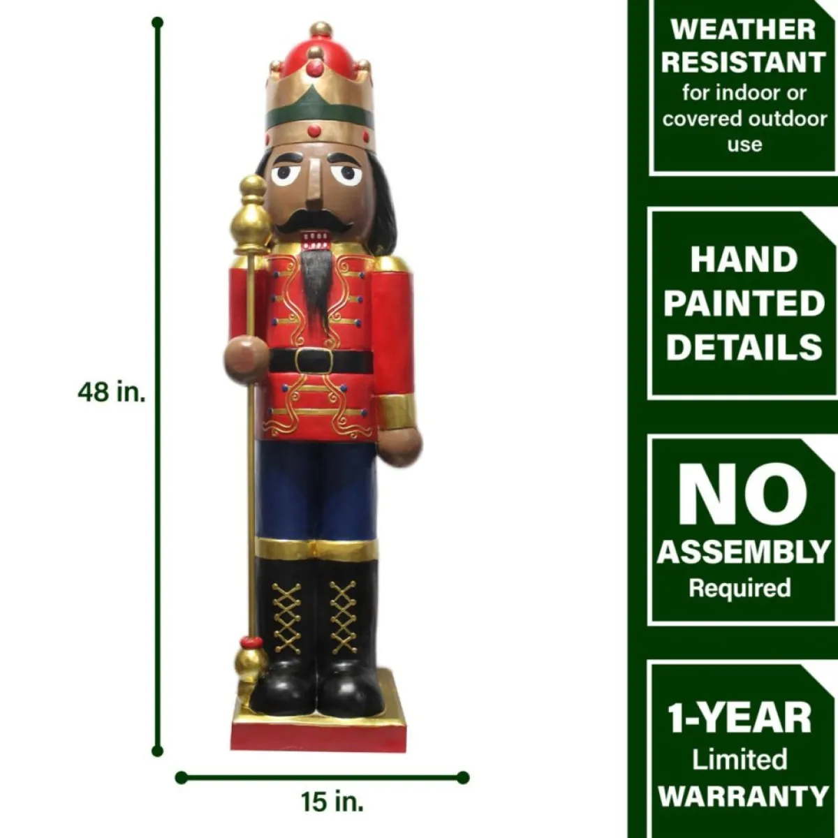 fraser_hill_farm__african_american_nutcracker_holding_staff_figure_2.webp Fraser Hill Farm Indoor Decor | 48" African American Nutcracker Holding Staff Figure