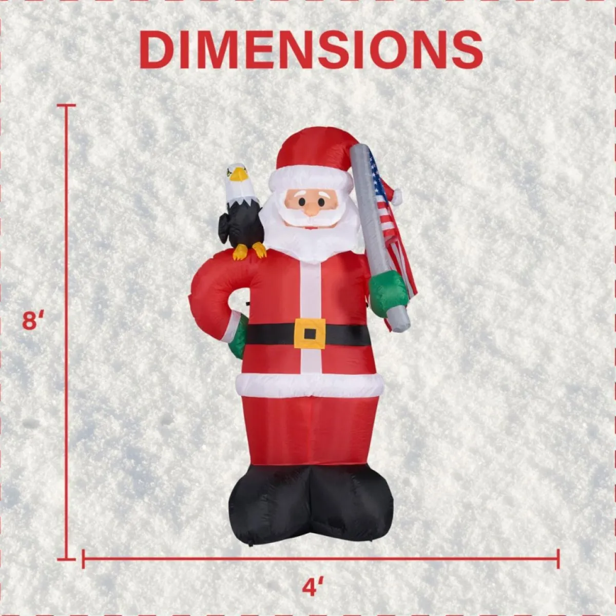 Fraser Hill Farm Outdoor Decor | 8' Americana Santa W Eagle And Flag Lit Inflatable