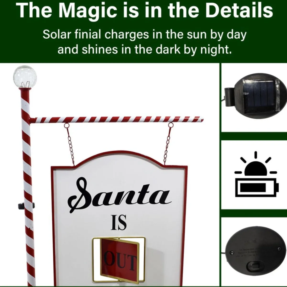 Fraser Hill Farm Outdoor Decor | 4.5 Ft. Lamp Post With Santa Claus North Pole Sign