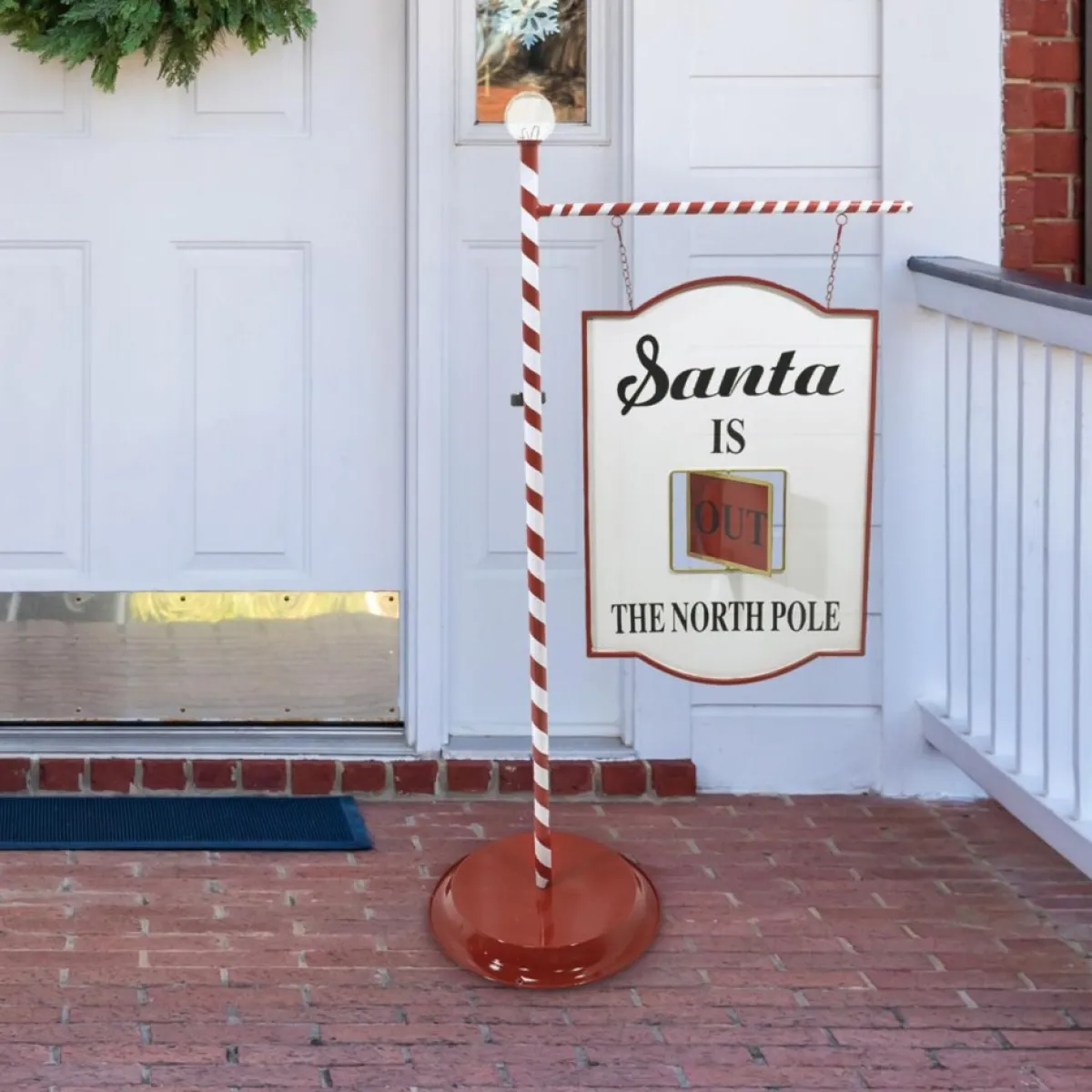Fraser Hill Farm Outdoor Decor | 4.5 Ft. Lamp Post With Santa Claus North Pole Sign