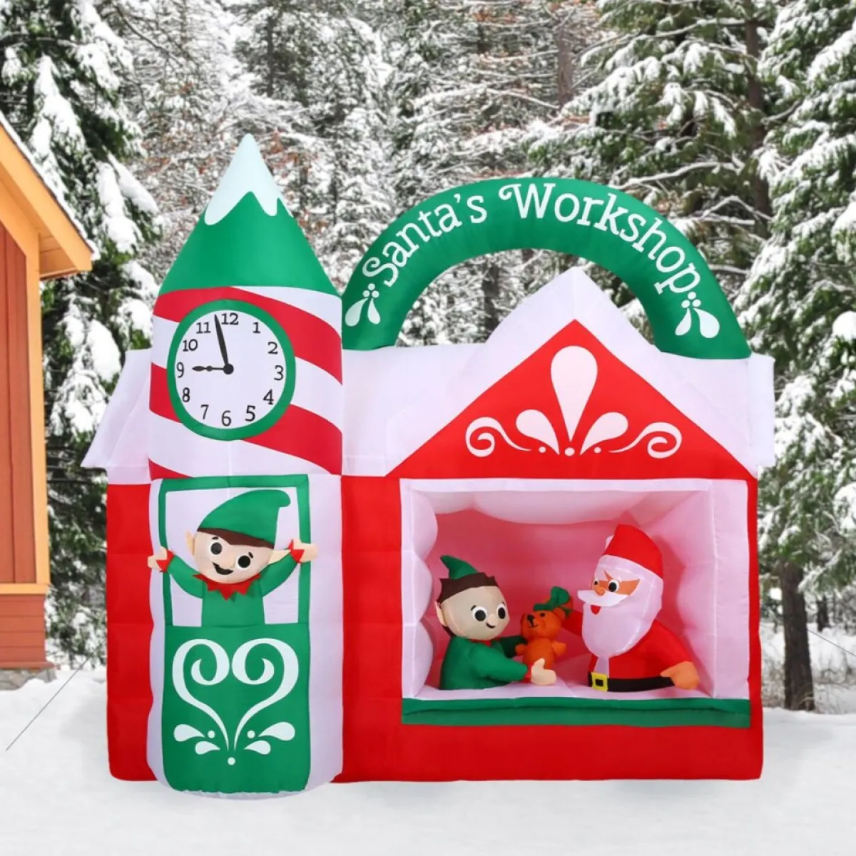 fraser_hill_farm_ft_prelit_inflatable_santas_workshop_5.webp Fraser Hill Farm Outdoor Decor | 7-Ft. Pre-Lit Inflatable Santa's Workshop