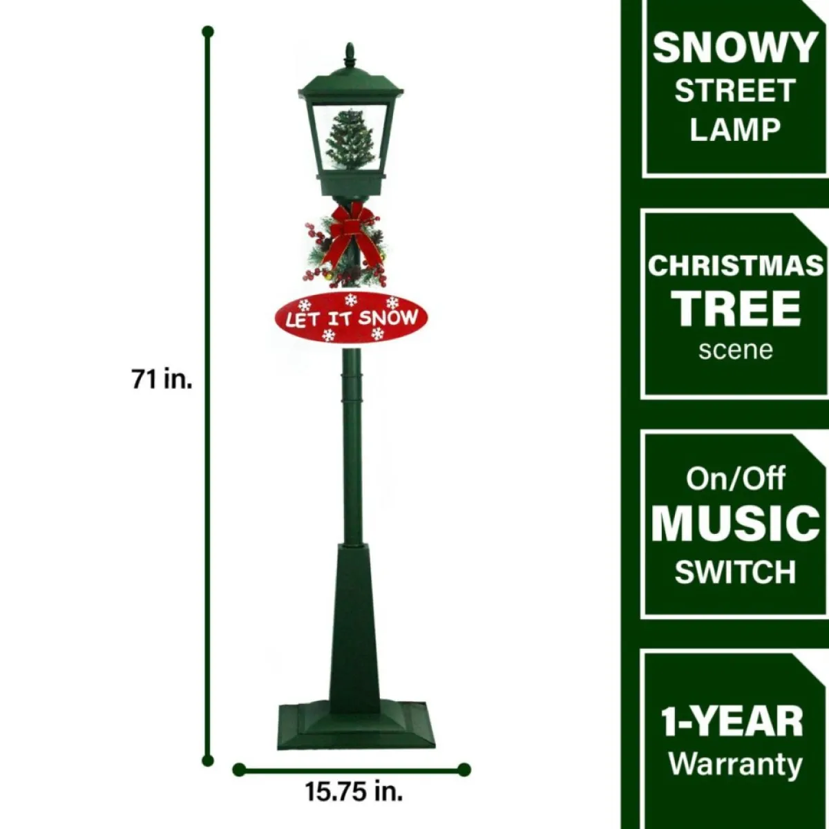 Fraser Hill Farm Indoor Decor | Let It Snow 71" Street Lamp W/ Tree & Signs Decor