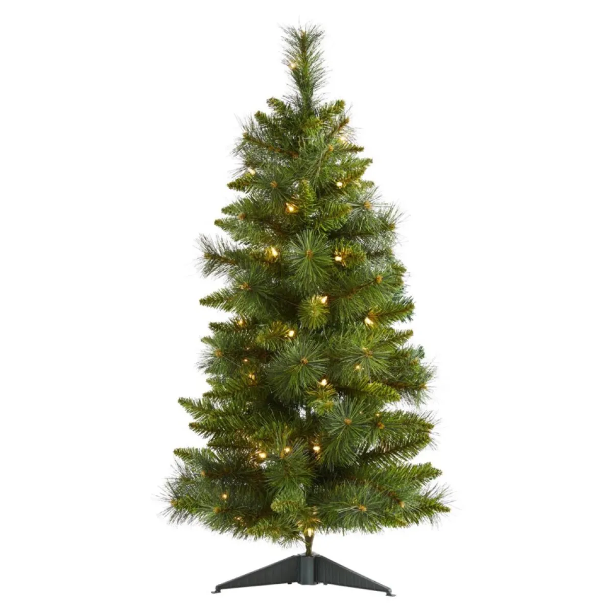 Nearly Natural Christmas Trees | 3 Ft. New Haven Pine Artificial Christmas Tree With 50 Warm White Led Lights And 93 Bendable Branche