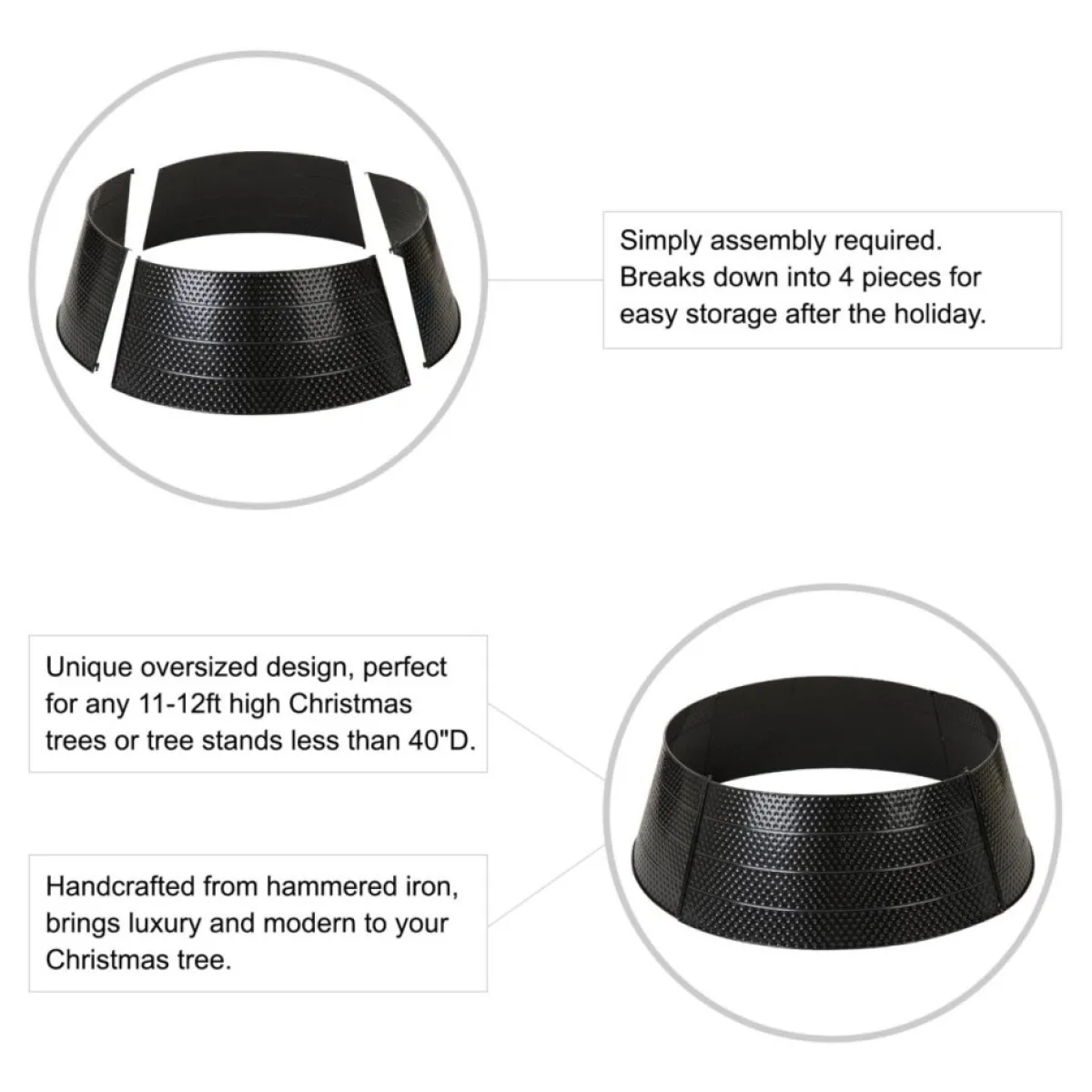 glitzhome__d_christmas_hammered_metal_tree_collar_4.webp Glitzhome Indoor Decor | 40.5" D Christmas Hammered Metal Tree Collar