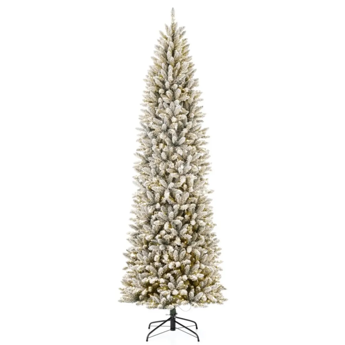 Glitzhome Christmas Trees | 9 Ft. Preloaded Led Pencil Fir Artificial Christmas Tree