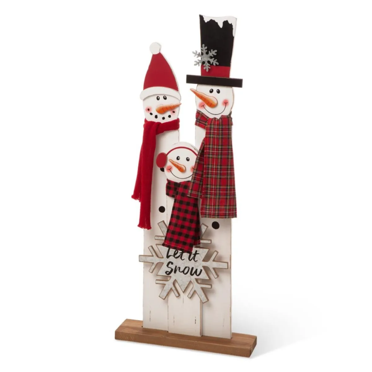 glitzhome__h_wooden_snowman_family_porch_decor_4.webp Glitzhome Outdoor Decor | 35.5" H Wooden Snowman Family Porch Decor