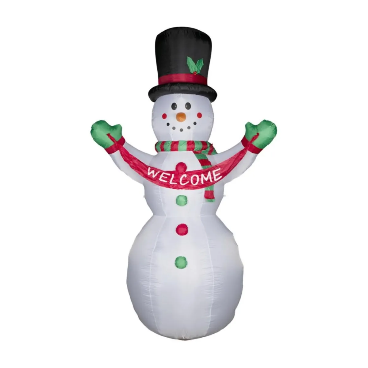 Glitzhome Outdoor Decor | 12' Lighted Inflatable Snowman With Welcome Decor