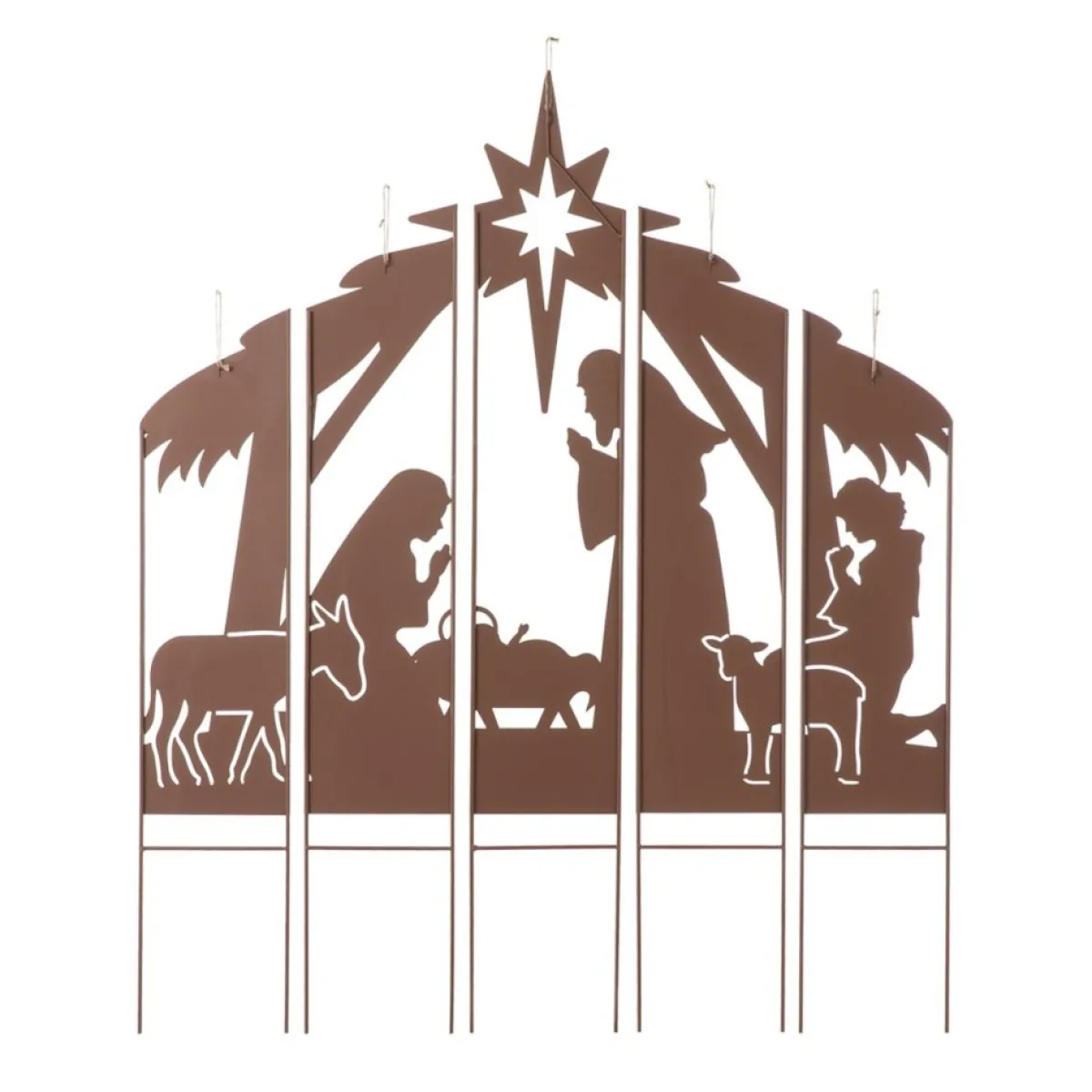 glitzhome__metal_nativity_combo_yard_stake_2.webp Glitzhome Outdoor Decor | 41.5" Metal Nativity Combo Yard Stake