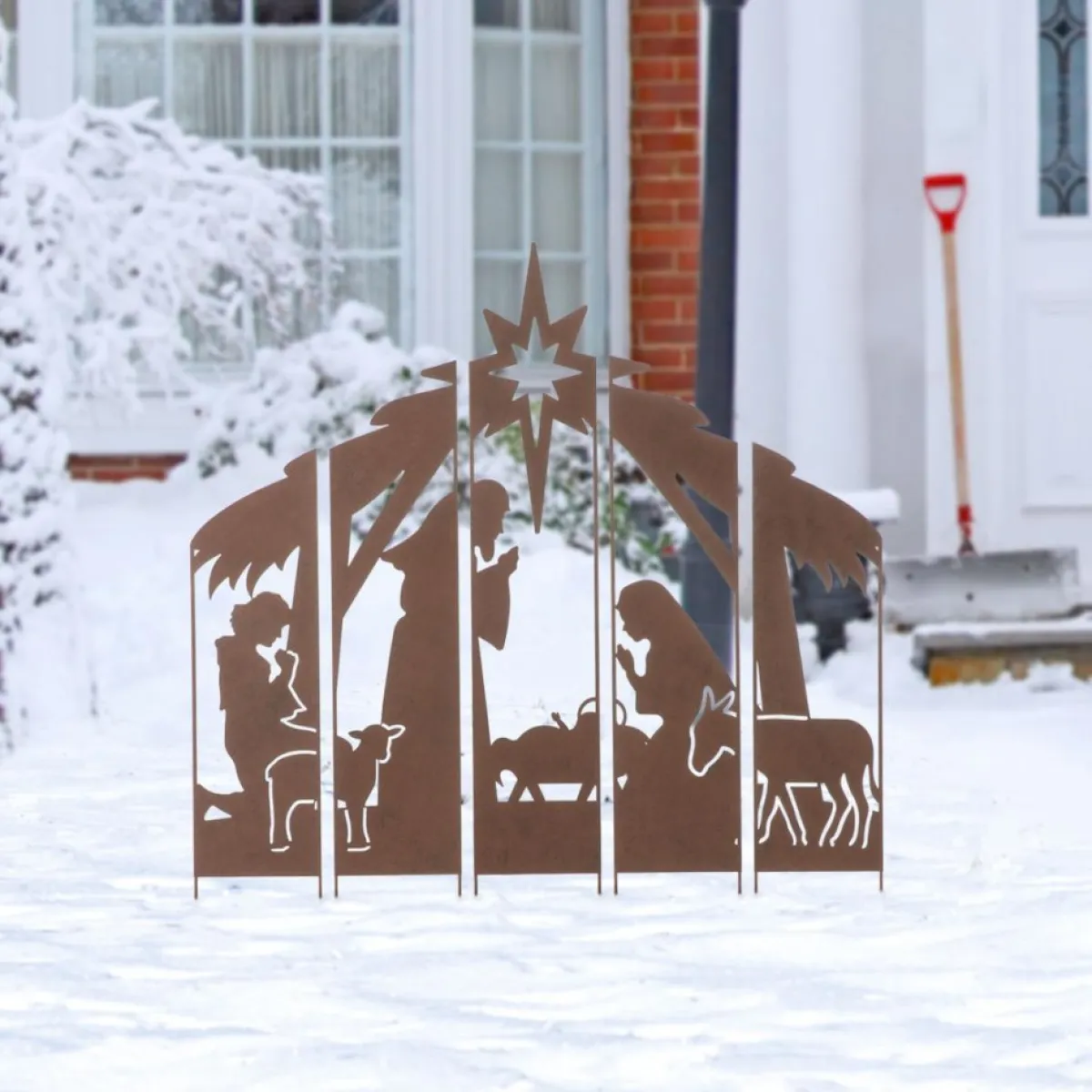 glitzhome__metal_nativity_combo_yard_stake_3.webp Glitzhome Outdoor Decor | 41.5" Metal Nativity Combo Yard Stake