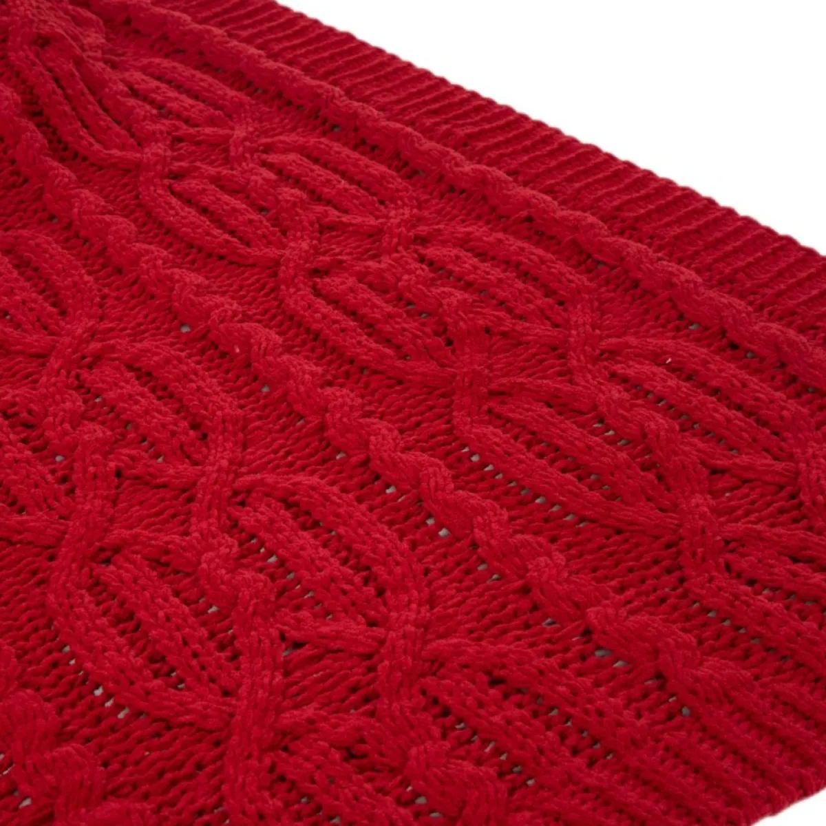 glitzhome_chenille_knitted_red_throw_blanket_5.webp Glitzhome Holiday Textiles | Chenille Knitted Red Throw Blanket