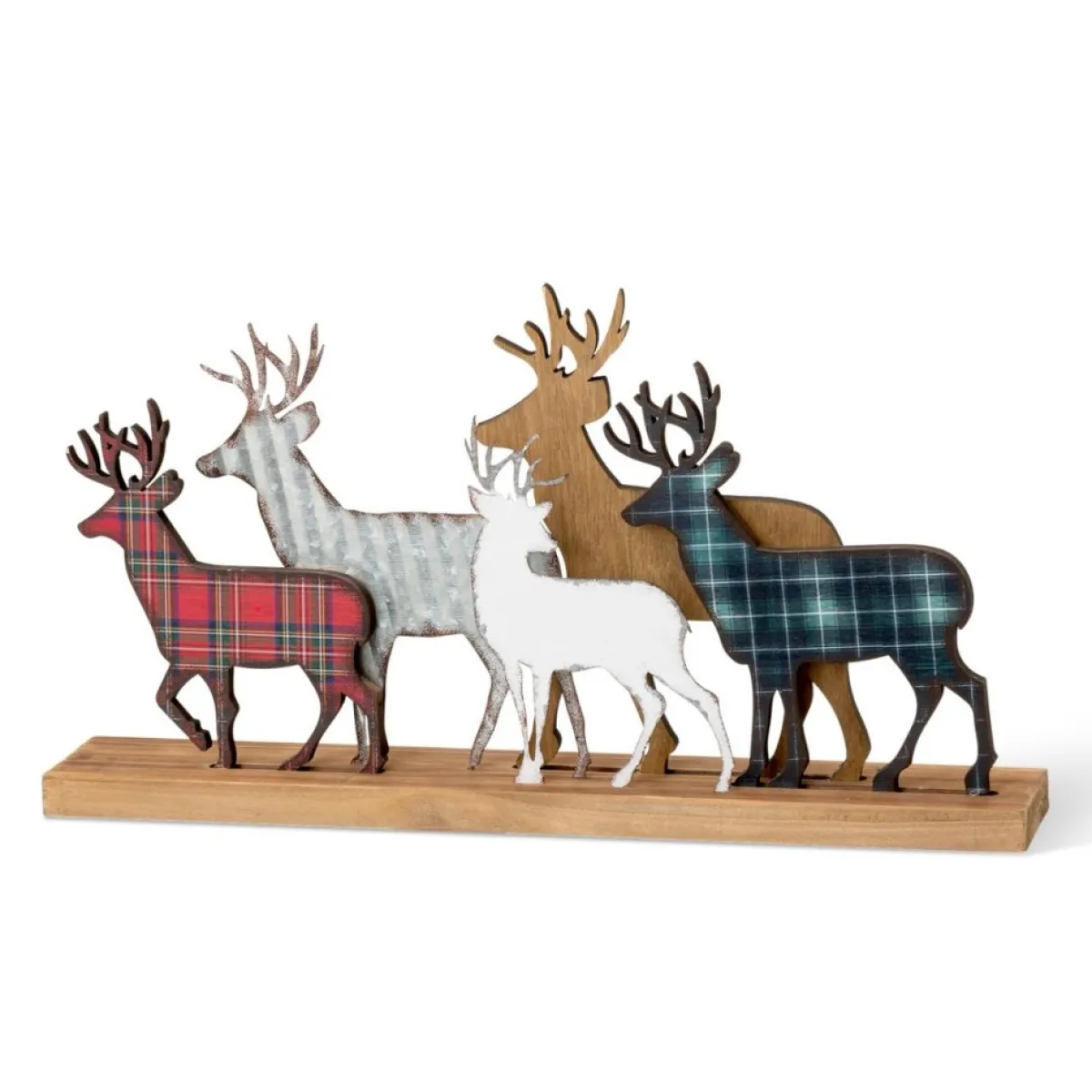 Glitzhome Indoor Decor | Galvanized Metal And Wooden Reindeer Table Decor