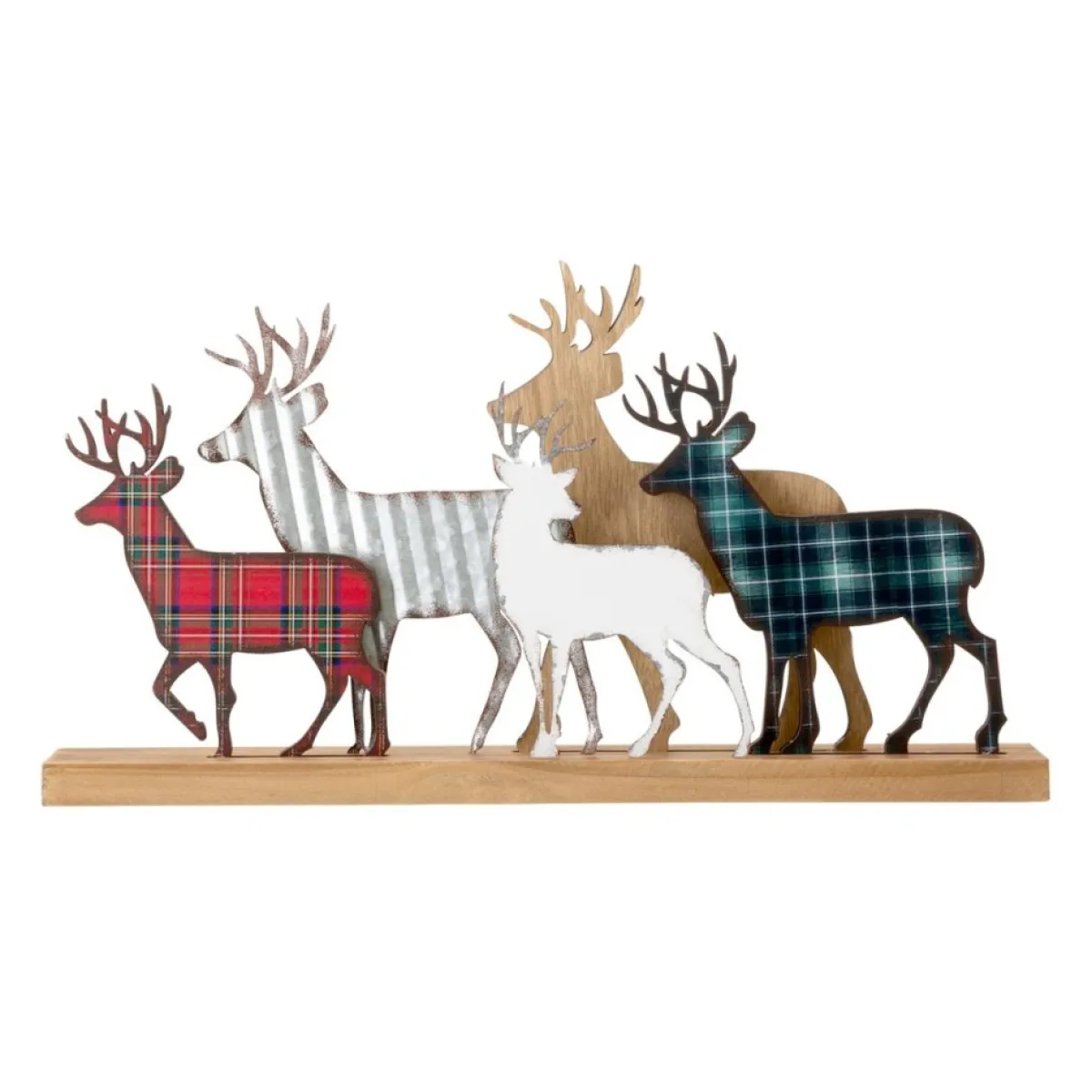 Glitzhome Indoor Decor | Galvanized Metal And Wooden Reindeer Table Decor